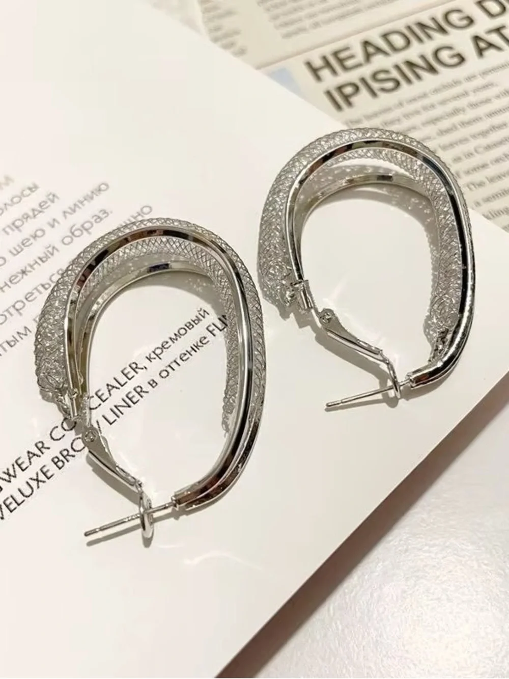 ** High-Quality Stainless Steel Gold Textured Double Hoop Earrings